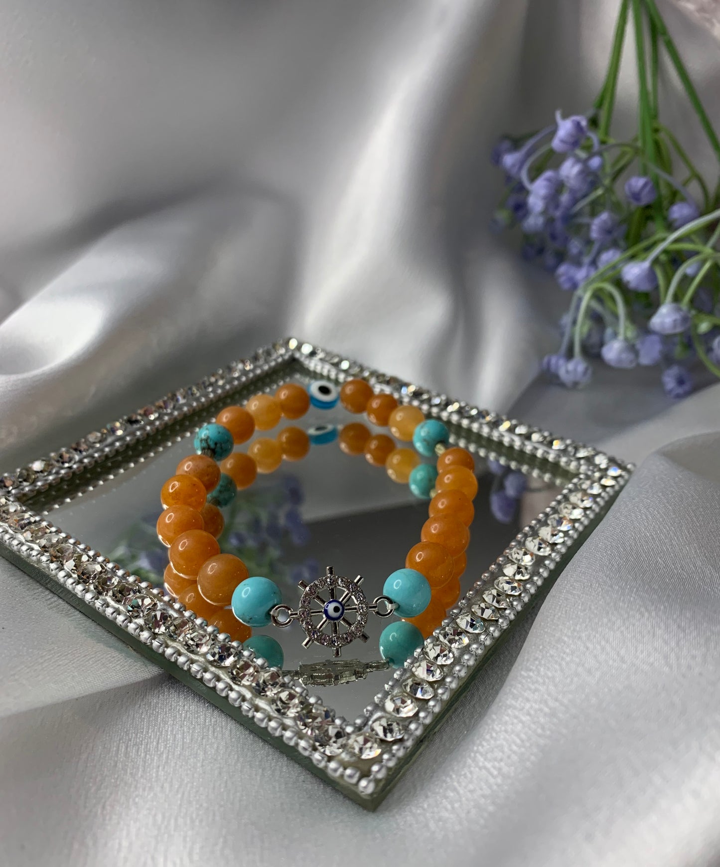 Orange Aventurine and Amazonite Bracelet