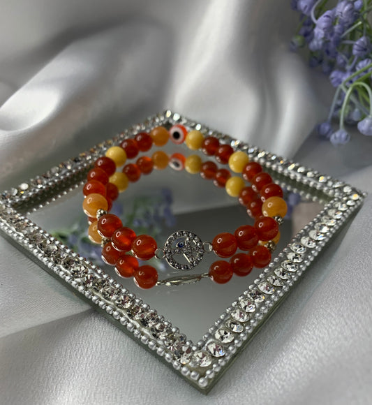 Red Agate and Orange Aventurine Bracelet